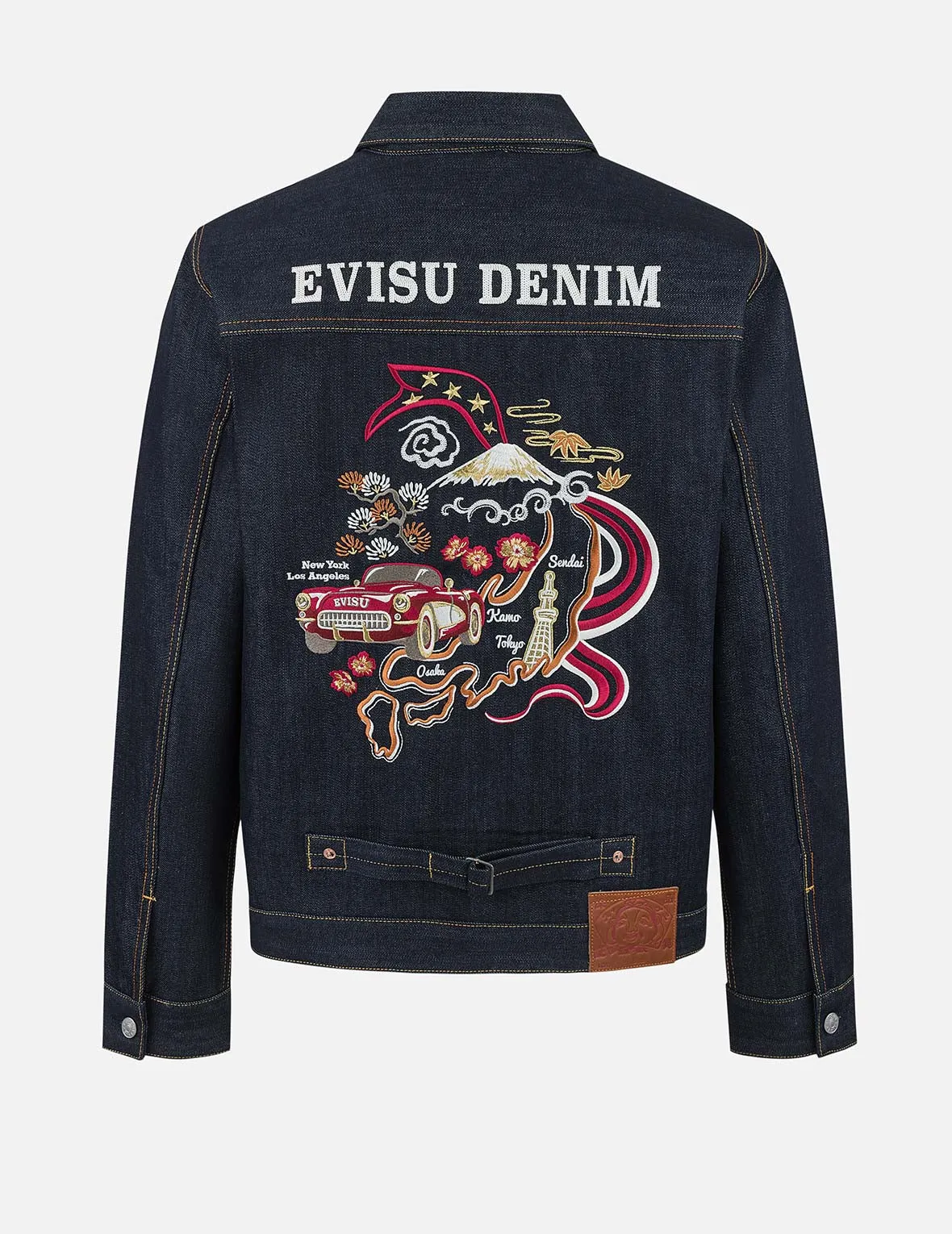 Map Appliqué Embroidery Regular Fit Denim Jacket sold by Evisu