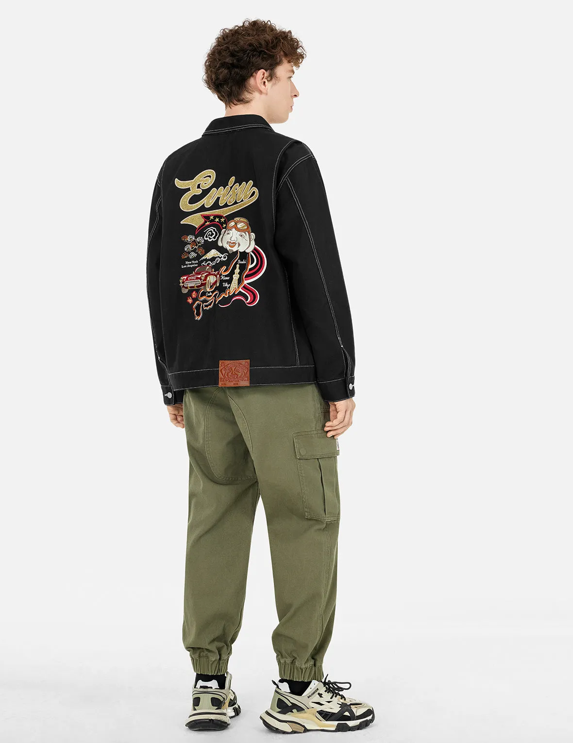 Godhead and Map Appliqué Embroidery Fashion Fit Worker Denim Jacket sold by Evisu product image thumbnail 4