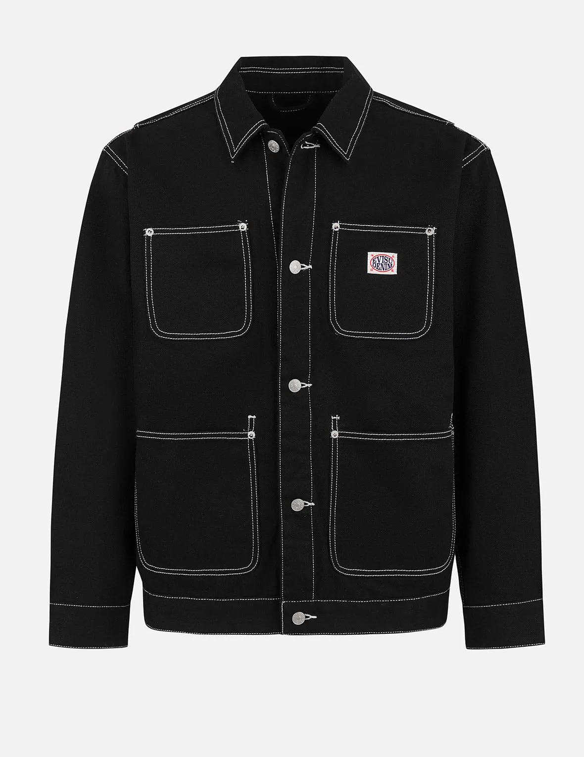 Godhead and Map Appliqué Embroidery Fashion Fit Worker Denim Jacket sold by Evisu product image thumbnail 2