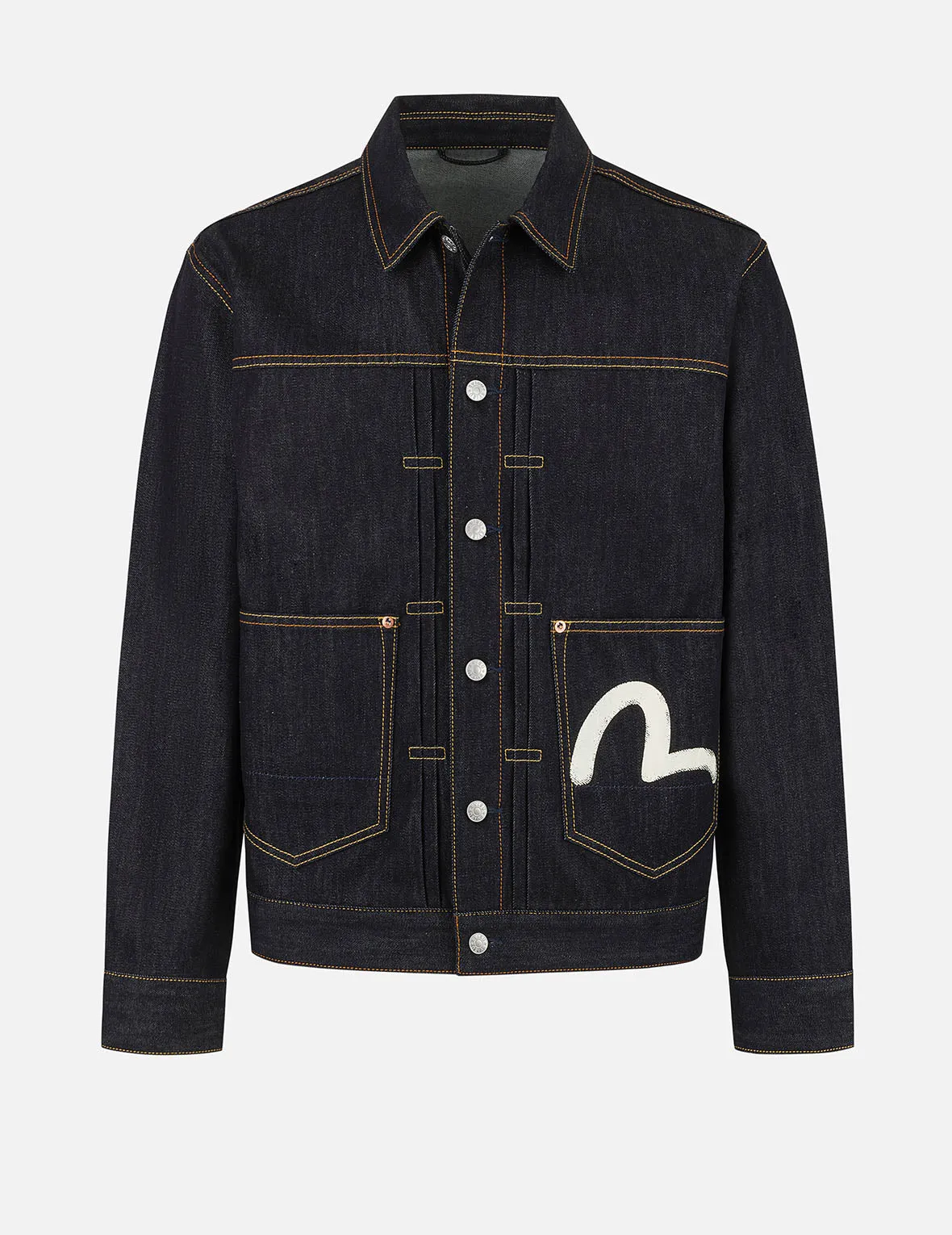 Ecru Seagull Print Relax Fit Denim Jacket sold by Evisu