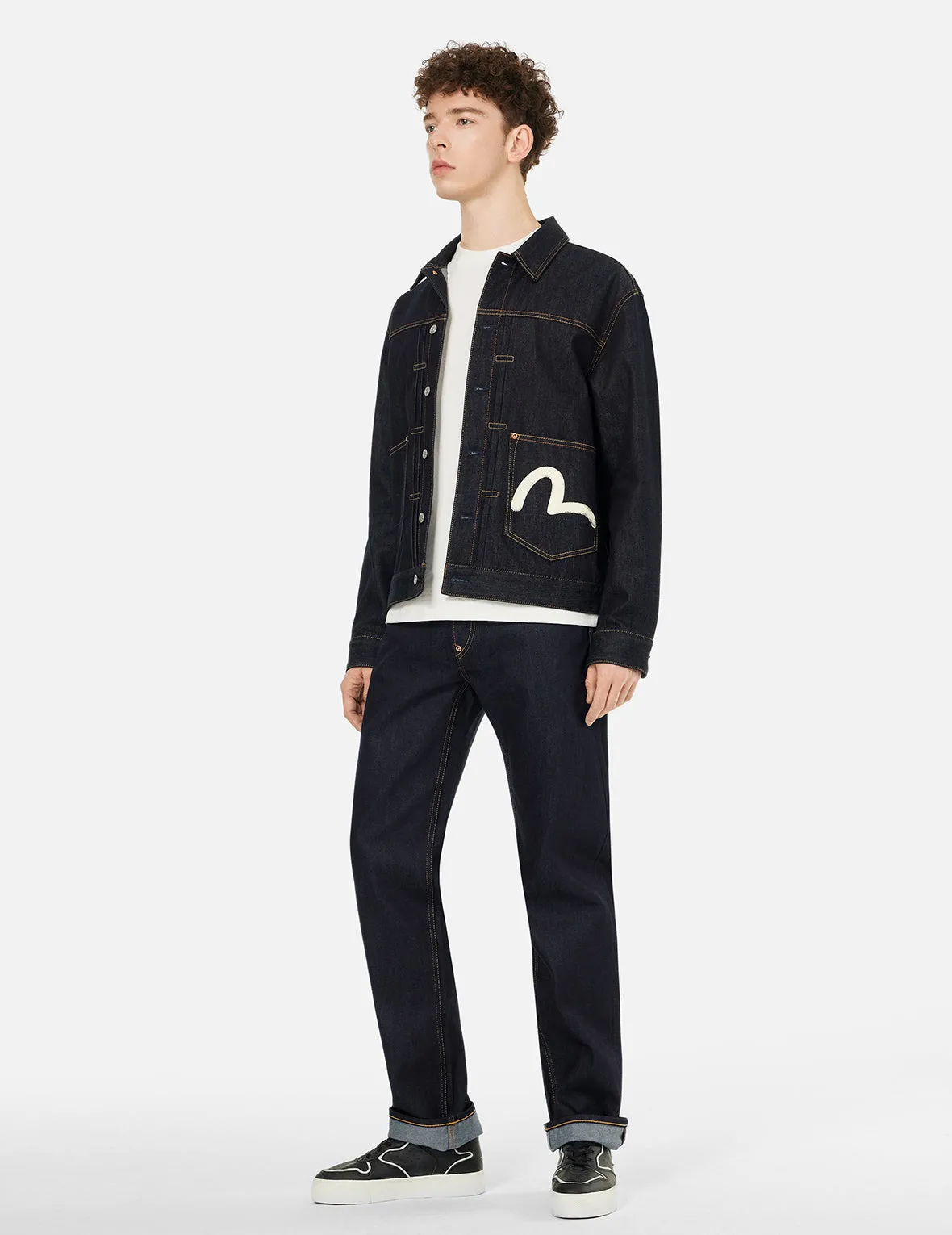Ecru Seagull Print Relax Fit Denim Jacket sold by Evisu product image thumbnail 3
