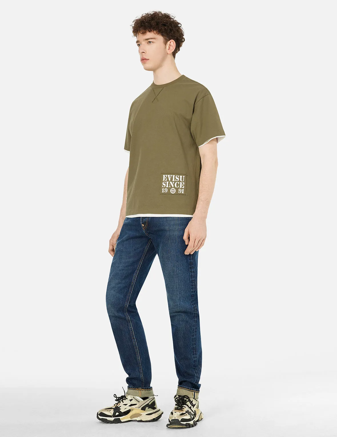 Daicock Stitched Embroidery Relax Fit T-shirt sold by Evisu product image thumbnail 3