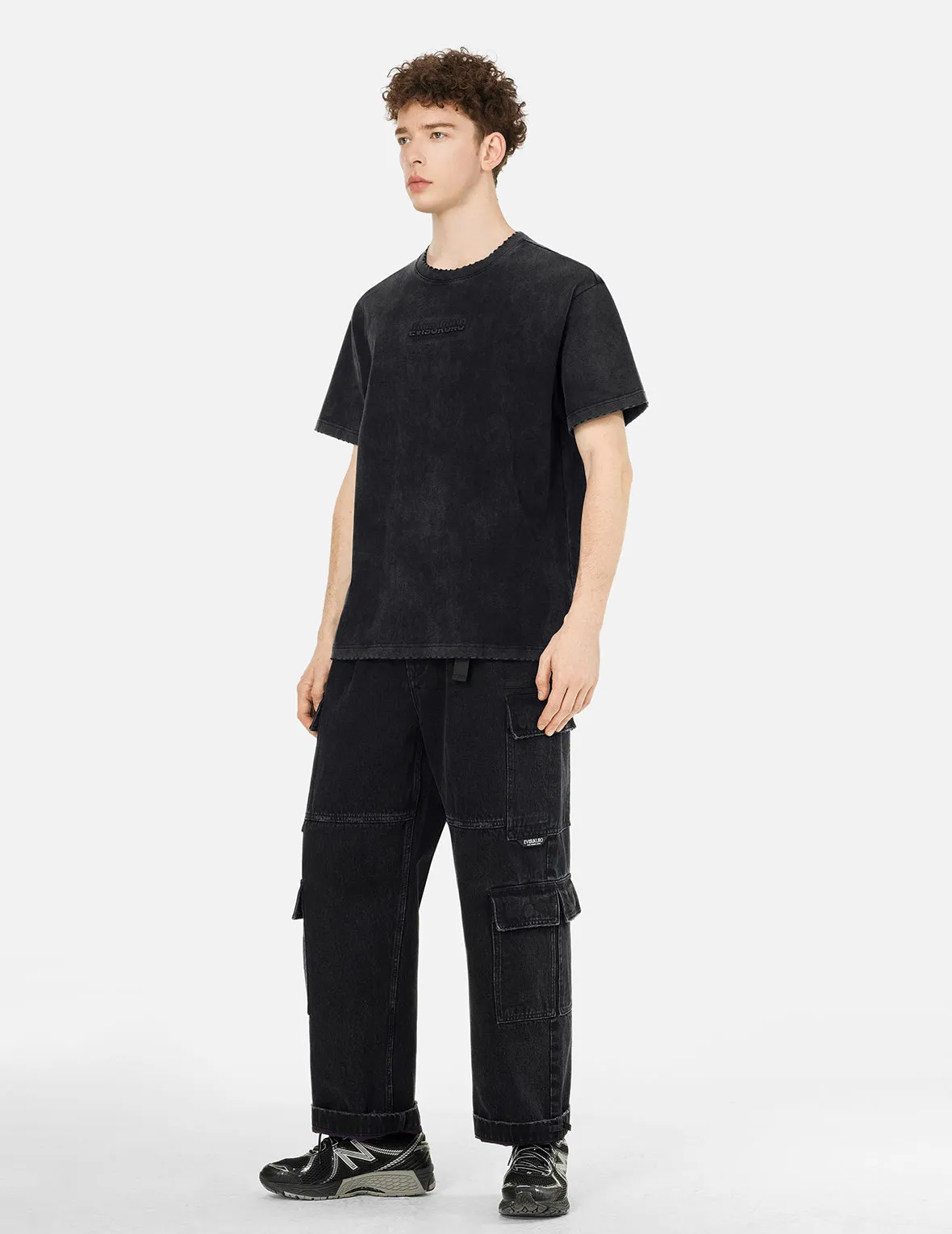 Logo Embroidery Regular Fit Acid-Wash T-Shirt sold by Evisu product image thumbnail 3