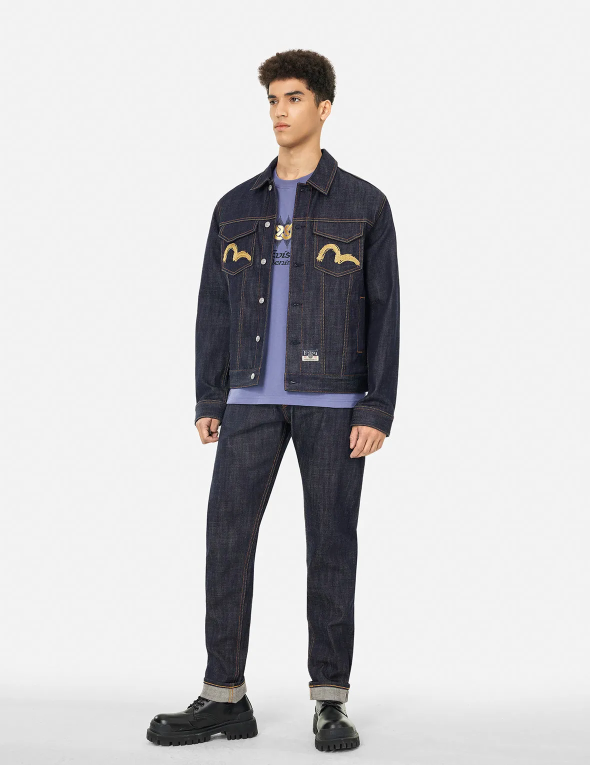 Hakutaku Embroidery Relax Fit Denim Jacket sold by Evisu product image thumbnail 4