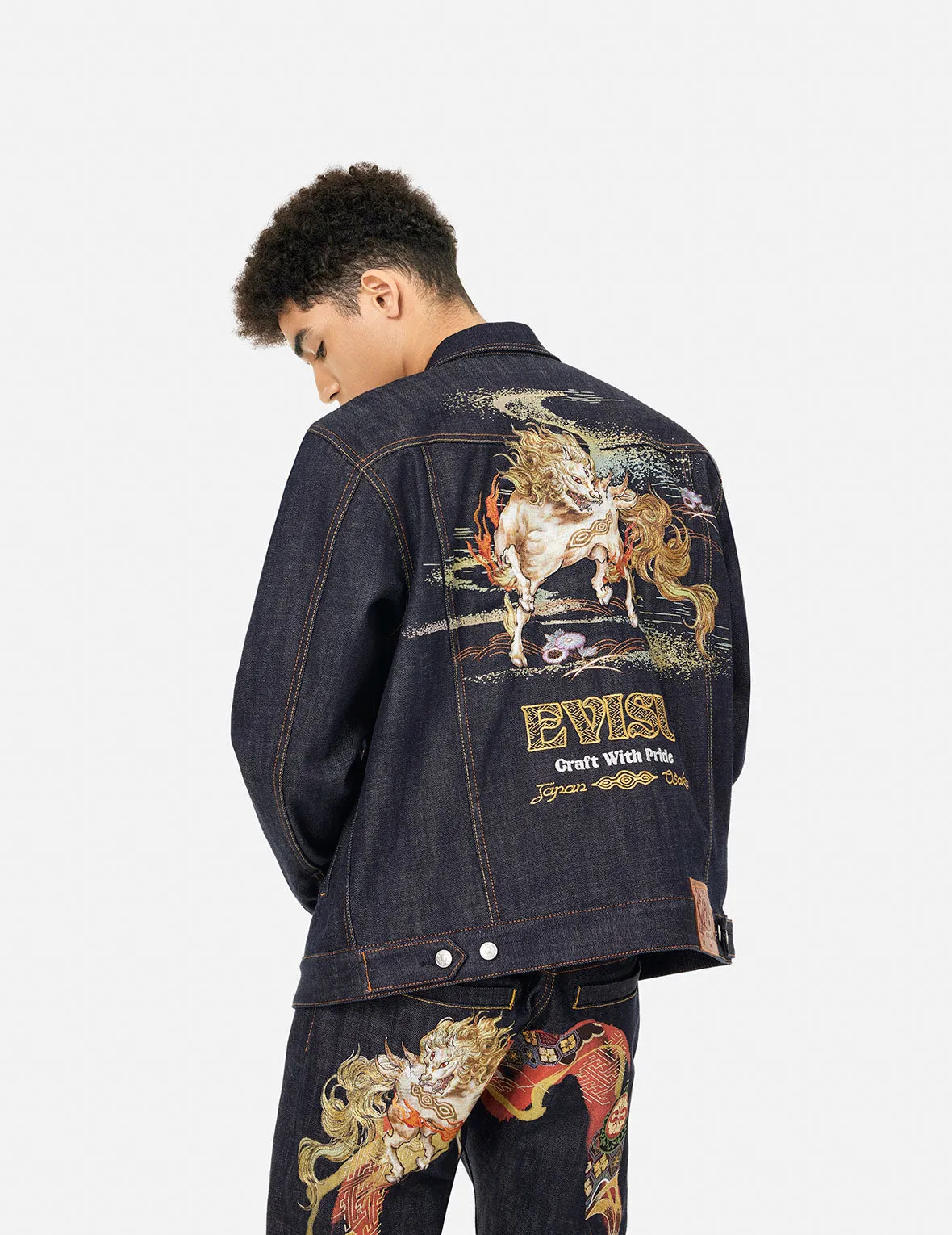 Hakutaku Embroidery Relax Fit Denim Jacket sold by Evisu product image thumbnail 5