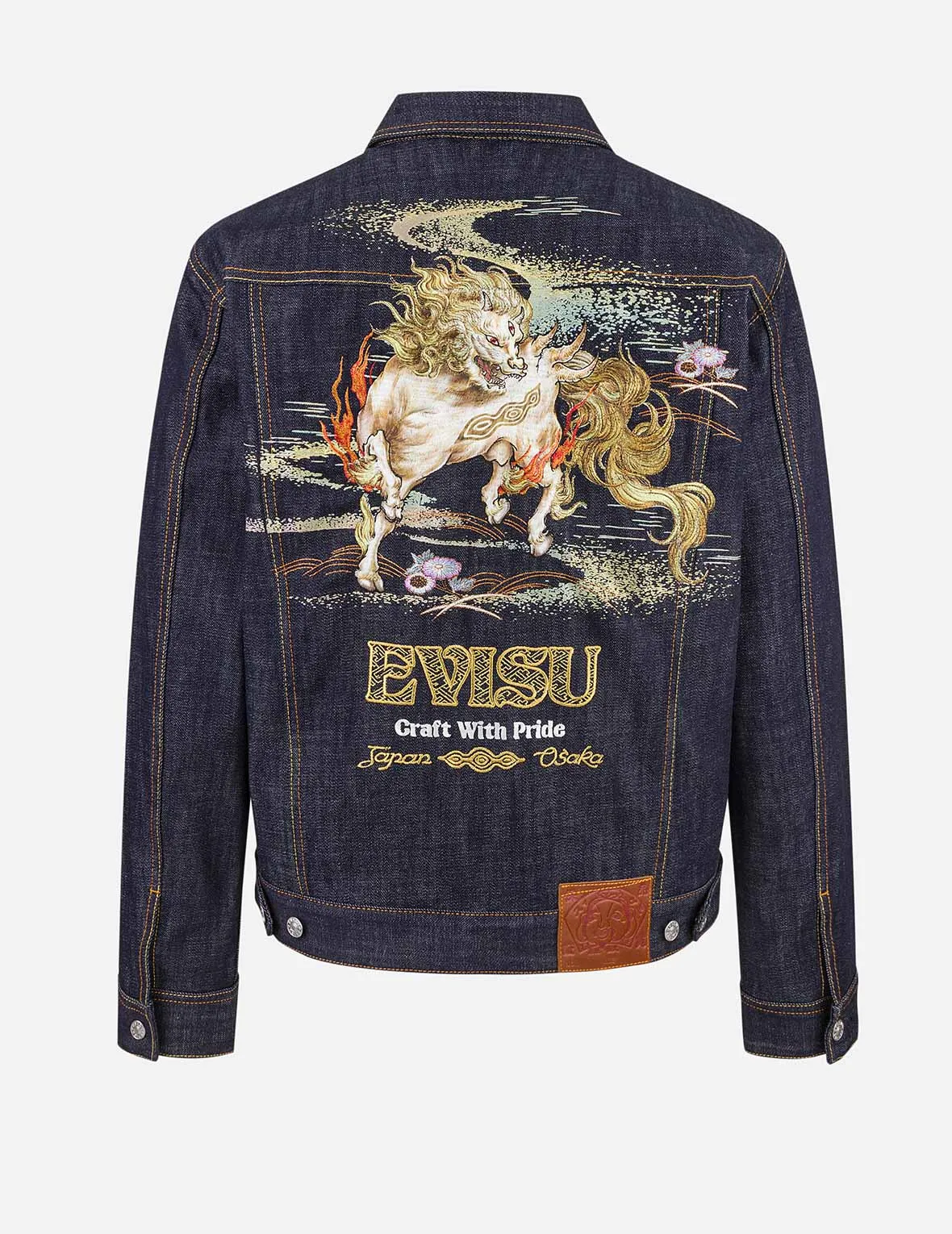 Hakutaku Embroidery Relax Fit Denim Jacket sold by Evisu