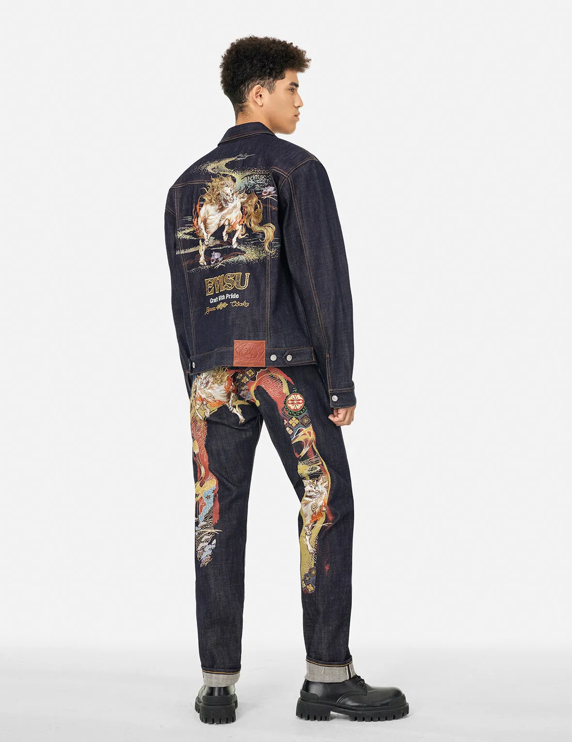 Hakutaku Embroidery Relax Fit Denim Jacket sold by Evisu product image thumbnail 3