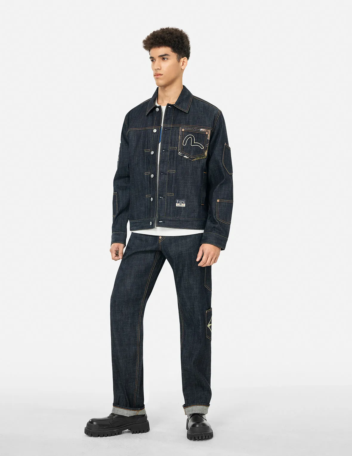 Multi-Pocket with Brocade Patch Regular Fit Denim Jacket sold by Evisu product image thumbnail 3