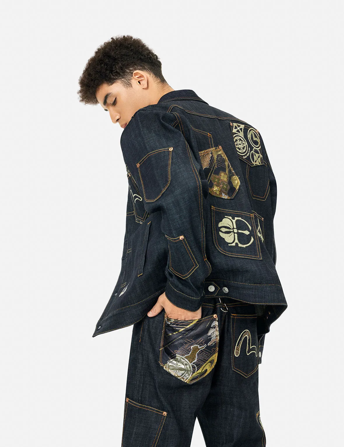 Multi-Pocket with Brocade Patch Regular Fit Denim Jacket sold by Evisu product image thumbnail 5