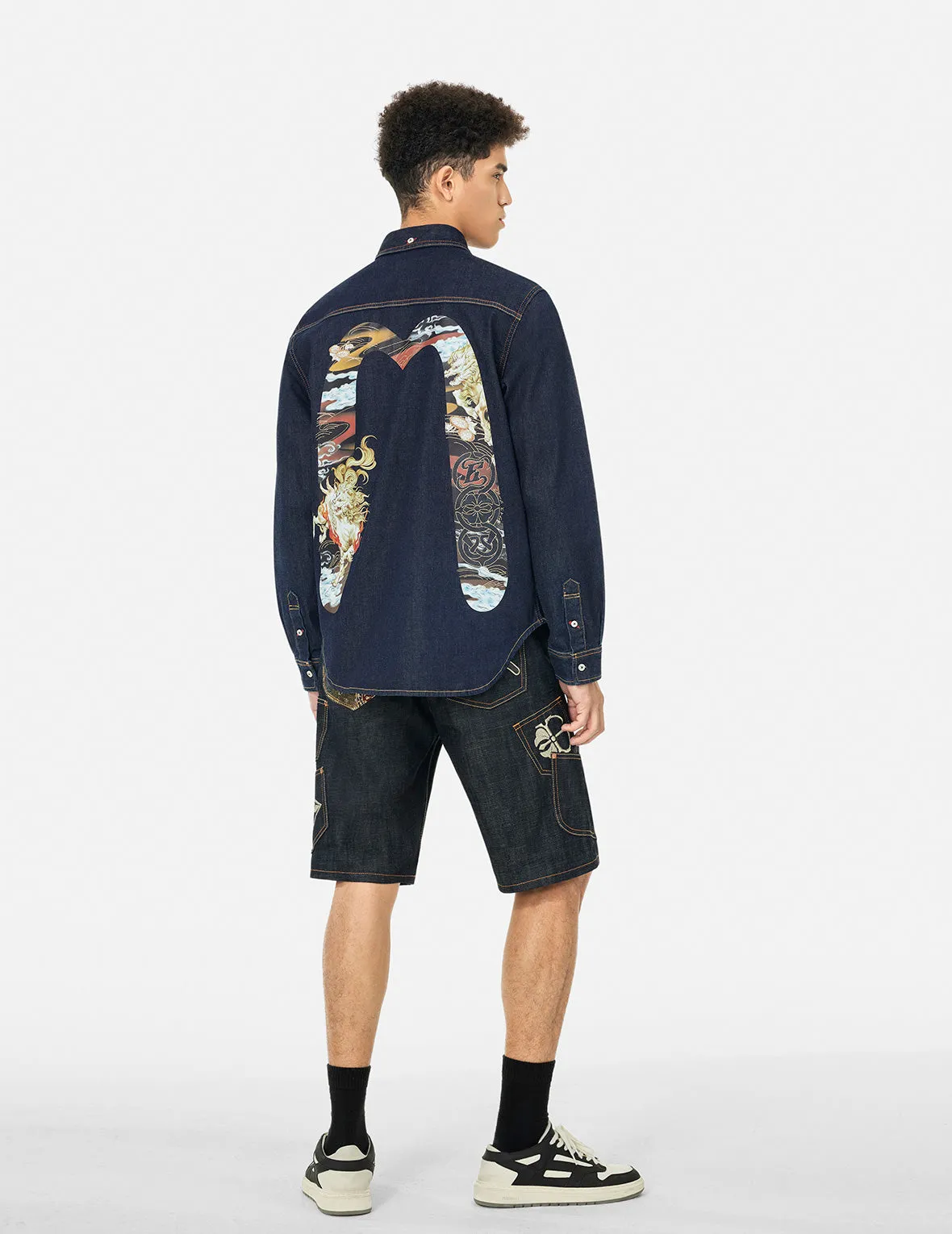 Multi-Pocket with Brocade Patch Regular Fit Denim Shorts sold by Evisu product image thumbnail 3