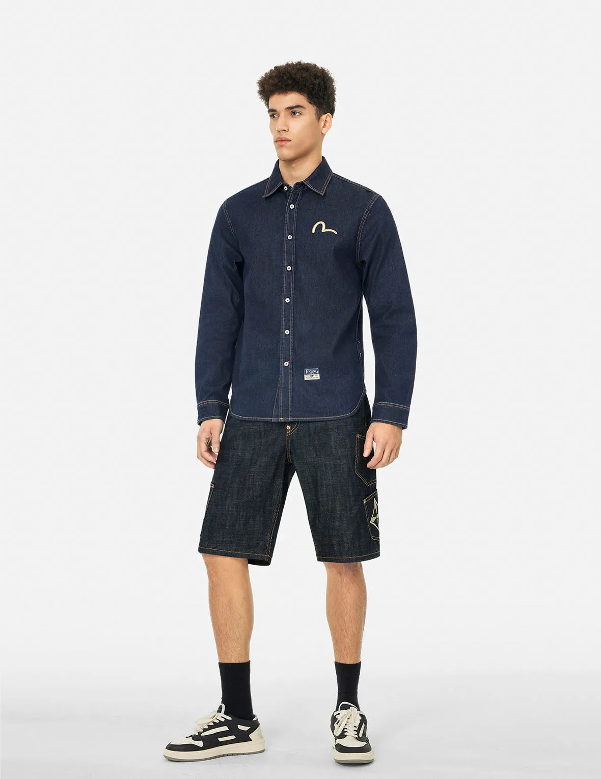 Multi-Pocket with Brocade Patch Regular Fit Denim Shorts sold by Evisu product image thumbnail 4