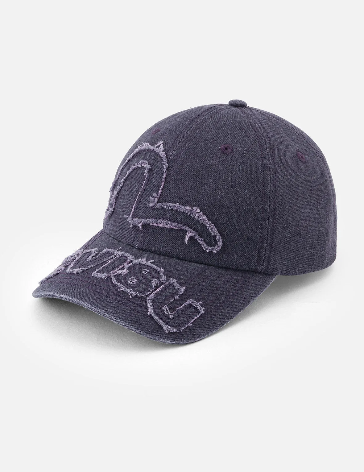 Distressed Seagull and Logo Embroidery Denim Cap sold by Evisu