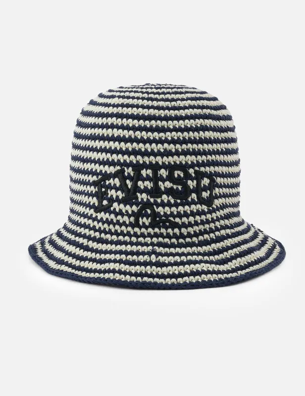 Logo Embroidery Striped Knitted Bucket Hat sold by Evisu