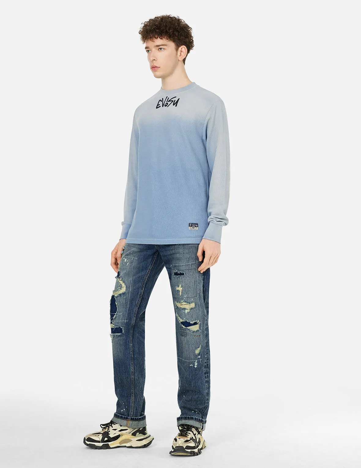Deconstructed Inserted Seagull Embroidery Regular Fit Jeans #2000 sold by Evisu product image thumbnail 2