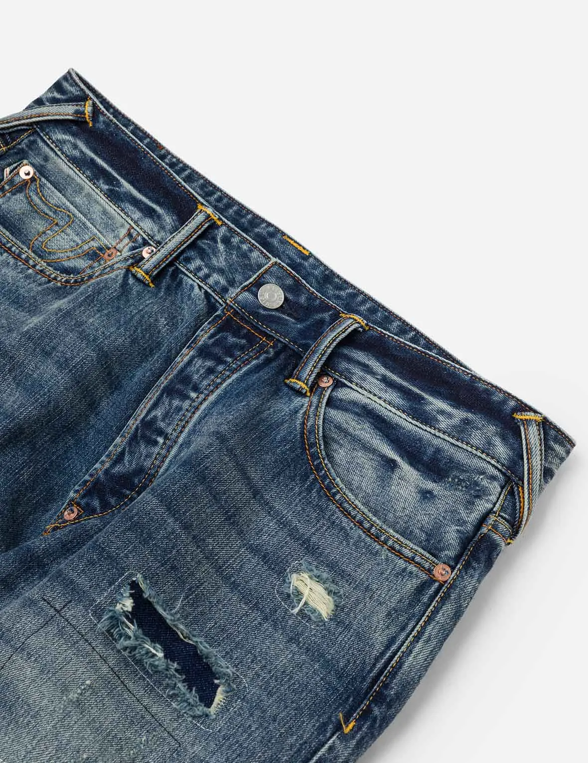 Deconstructed Inserted Seagull Embroidery Regular Fit Jeans #2000 sold by Evisu product image thumbnail 4