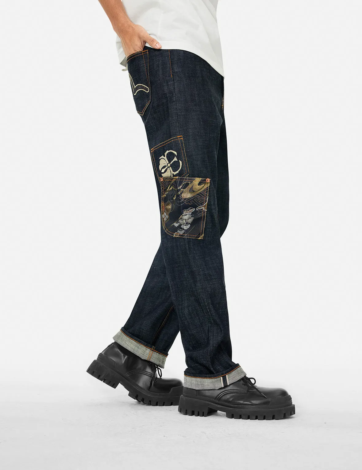 Multi-Pocket with Brocade Patch Regular Fit Jeans #2000 sold by Evisu product image thumbnail 5