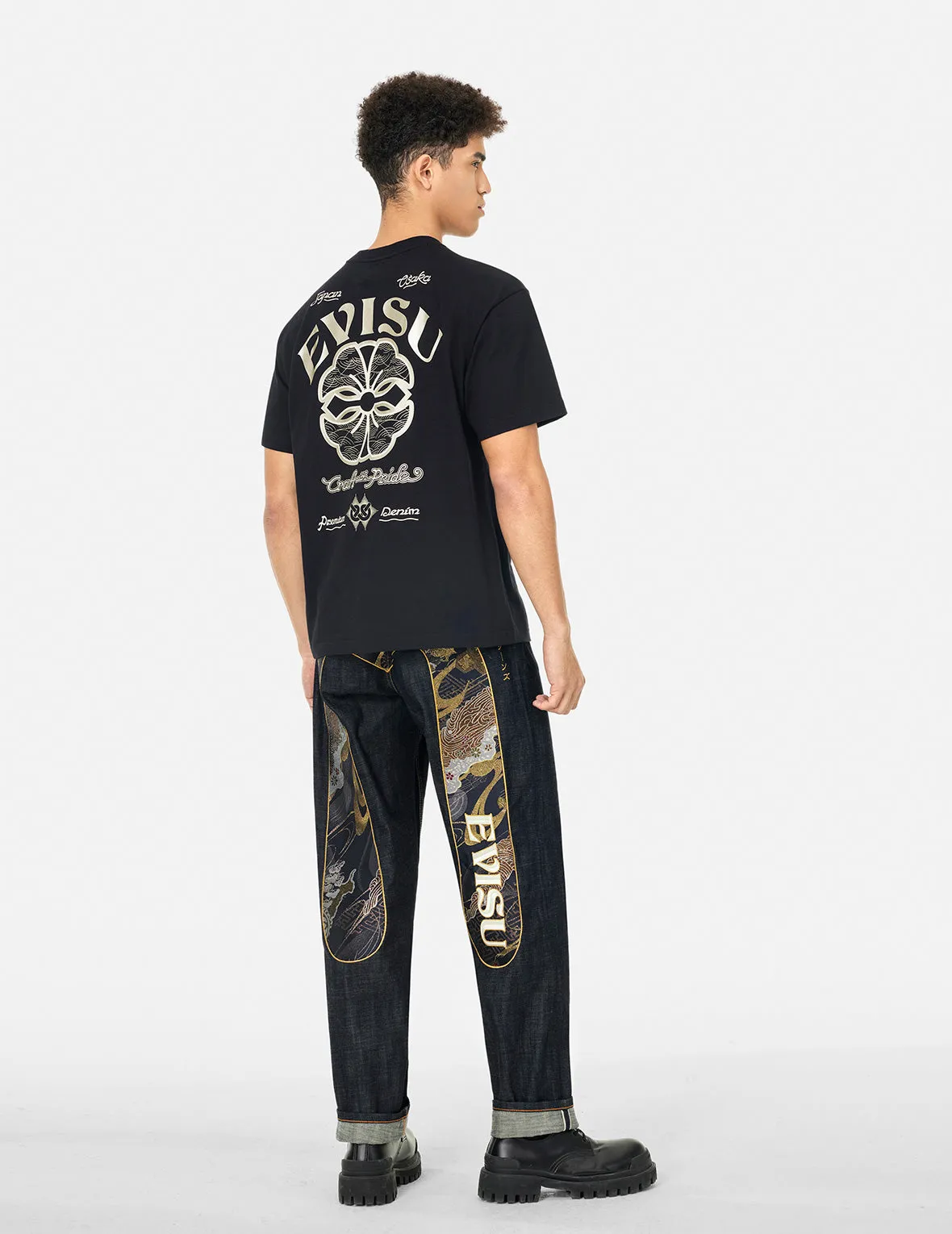 Brocade Daicock Appliqué Relax Straight Fit Jeans #2030 sold by Evisu product image thumbnail 3