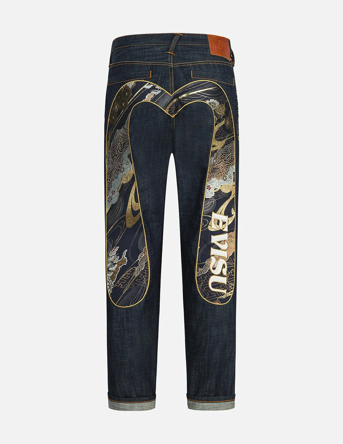 Brocade Daicock Appliqué Relax Straight Fit Jeans #2030 sold by Evisu
