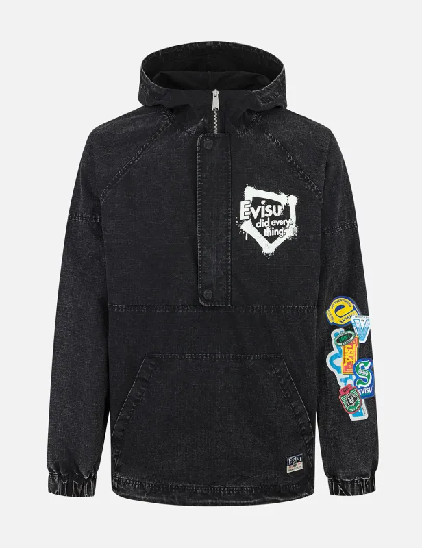 Graffiti Logo Relax Fit Half-Zip Hood Jacket sold by Evisu