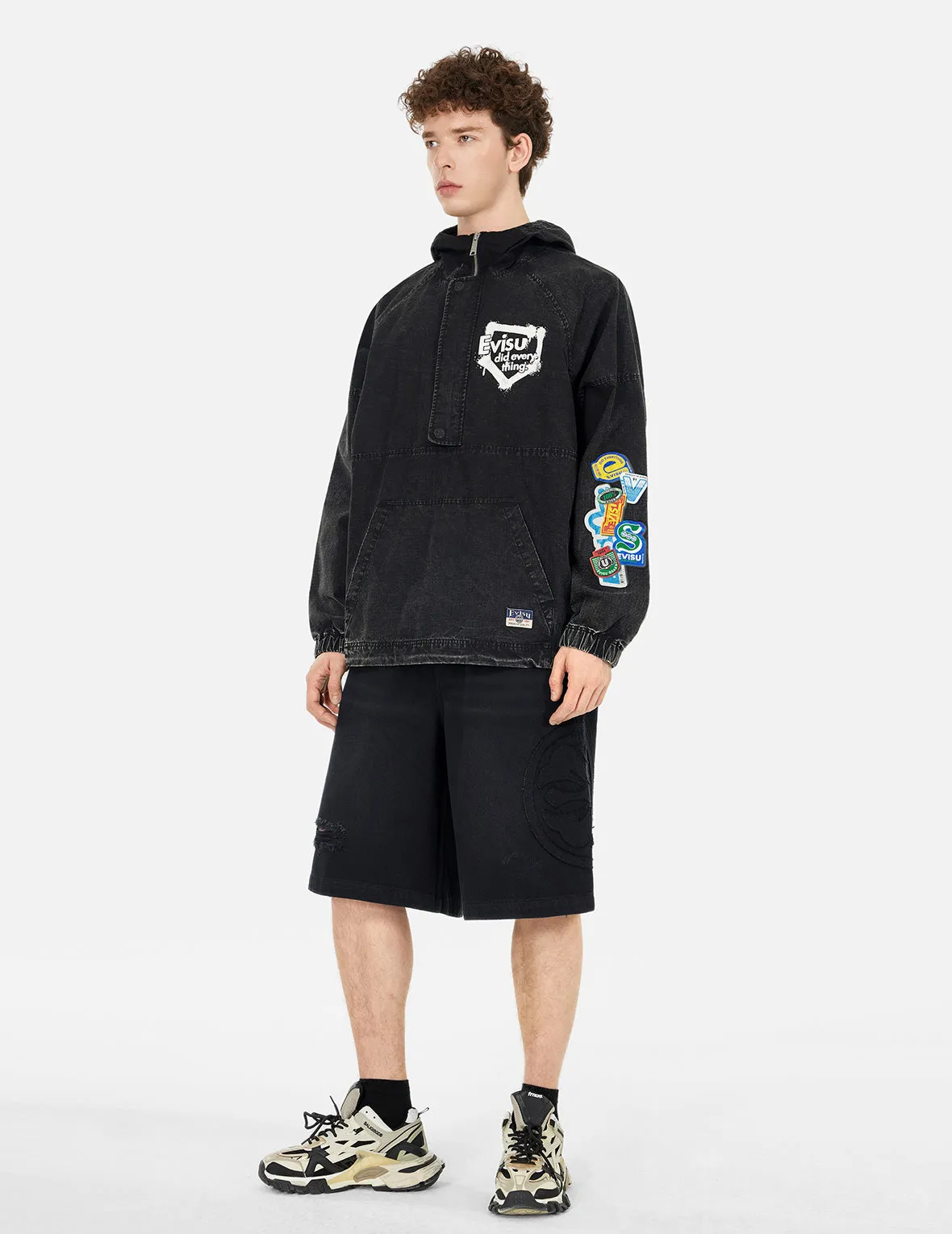 Graffiti Logo Relax Fit Half-Zip Hood Jacket sold by Evisu product image thumbnail 3