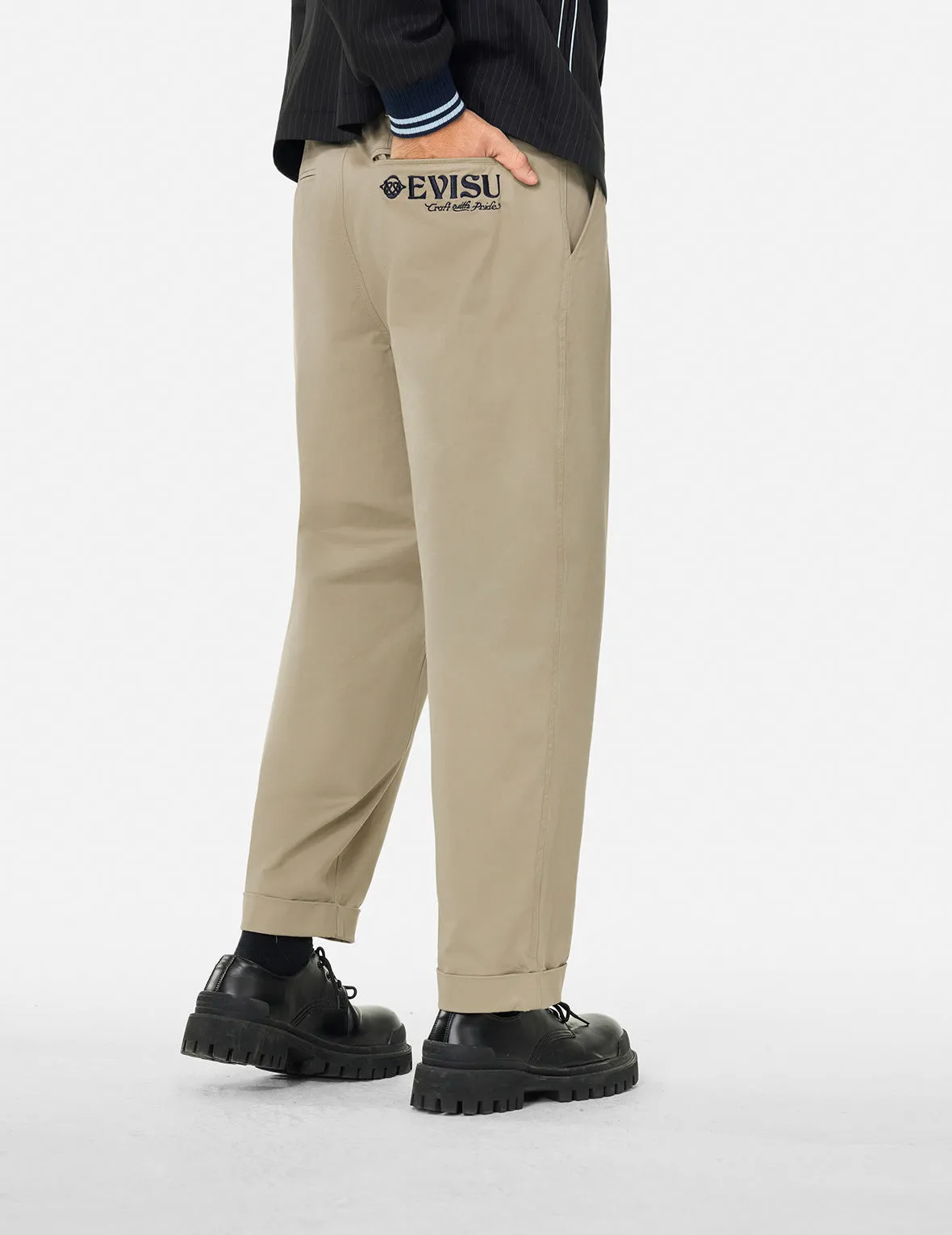 Wheel of Wisdom and Logo Embroidery Taper Chino sold by Evisu product image thumbnail 5