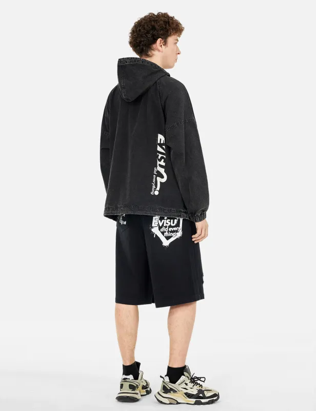 Kamon Appliqué Fashion Fit Denim Shorts sold by Evisu