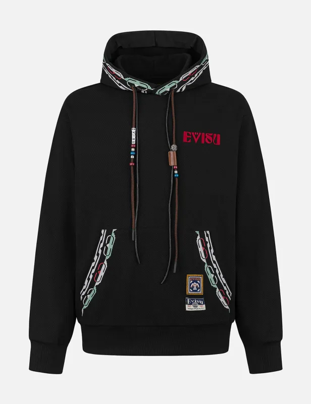 EVISU Totem Print and Embroidery Relax Fit Hoodie made by Evisu