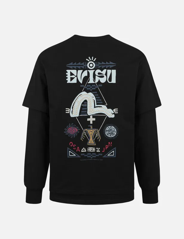 2-in-1 Indian Totem Print Relax Fit Long Sleeves T-shirt sold by Evisu