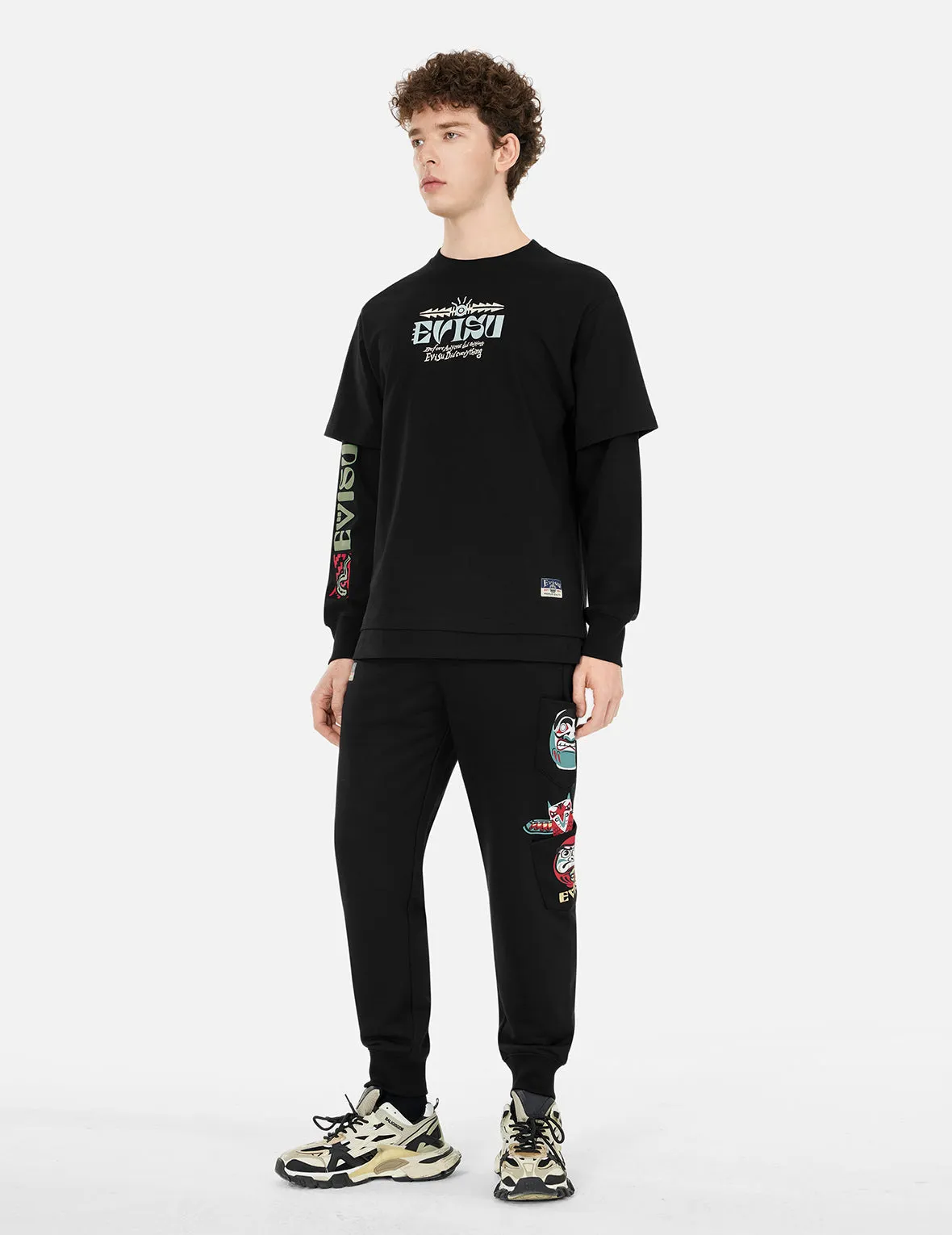 2-in-1 Indian Totem Print Relax Fit Long Sleeves T-shirt sold by Evisu product image thumbnail 4