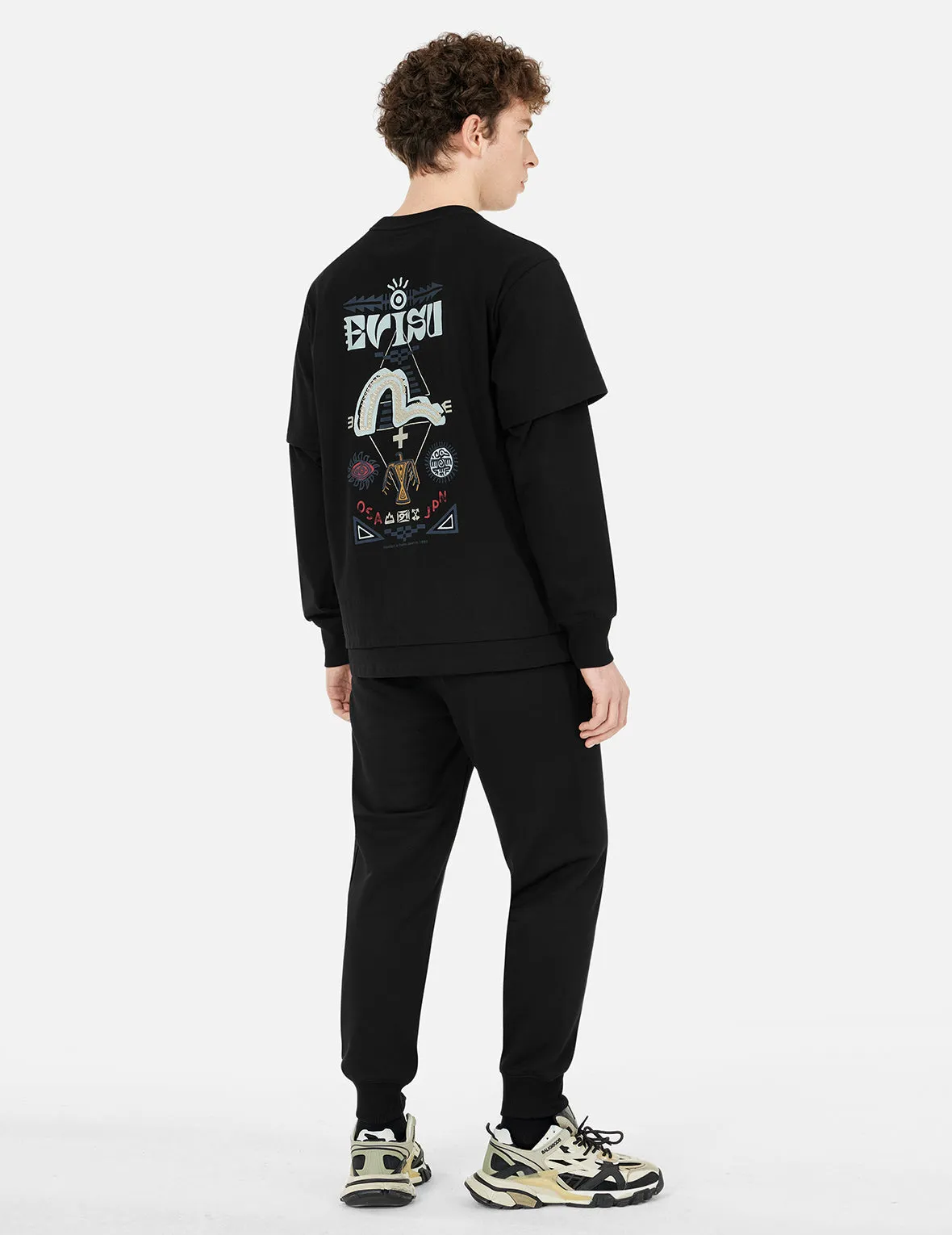 2-in-1 Indian Totem Print Relax Fit Long Sleeves T-shirt sold by Evisu product image thumbnail 3