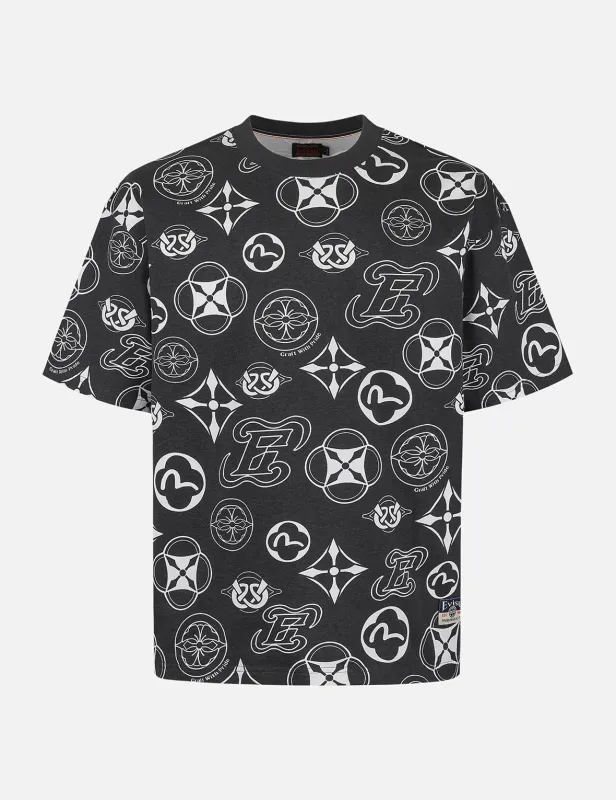 Allover Multi-logo Print Loose Fit T-shirt sold by Evisu