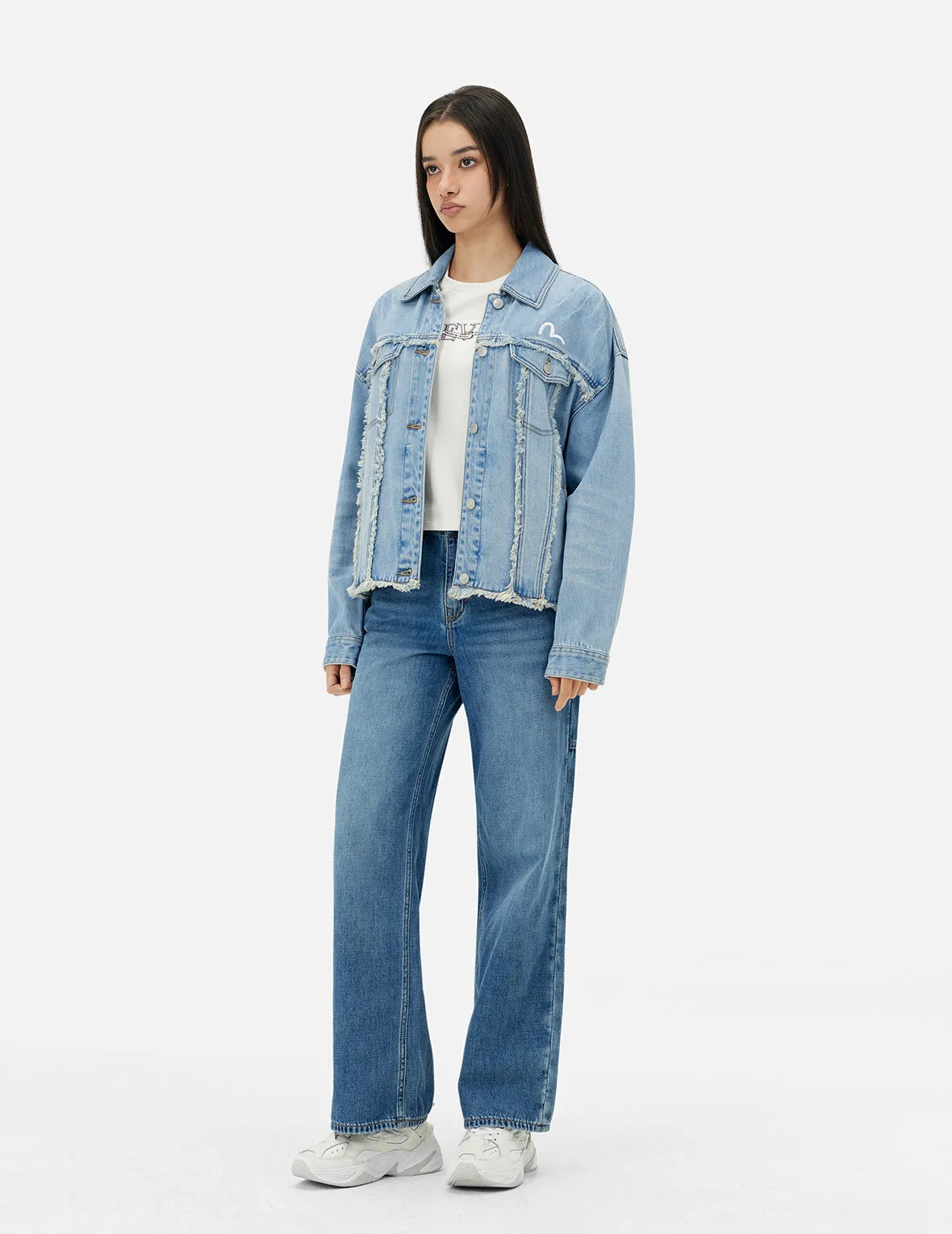 Deconstructed Logo and Seagull Embroidery Oversized Denim Jacket sold by Evisu product image thumbnail 3