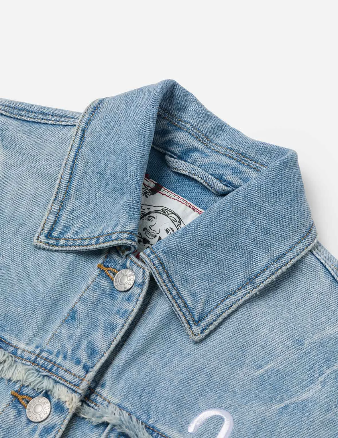 Deconstructed Logo and Seagull Embroidery Oversized Denim Jacket sold by Evisu product image thumbnail 5