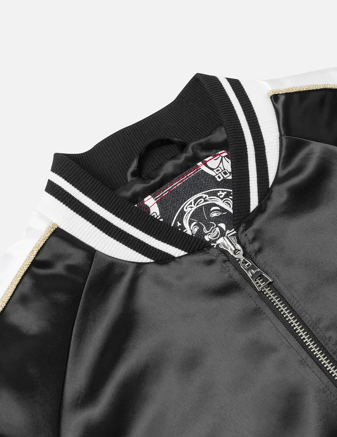 Hummingbird and Magnolia Flower Embroidery Loose Fit Souvenir Jacket sold by Evisu product image thumbnail 5