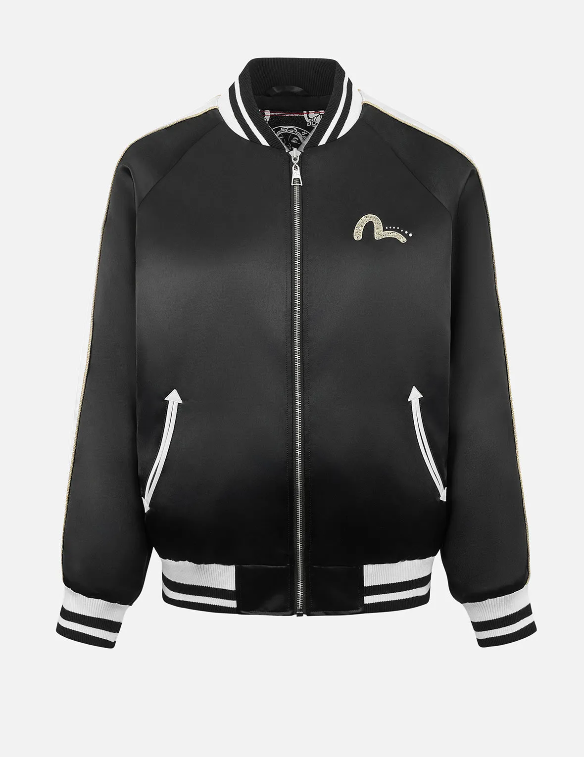 Hummingbird and Magnolia Flower Embroidery Loose Fit Souvenir Jacket sold by Evisu product image thumbnail 2