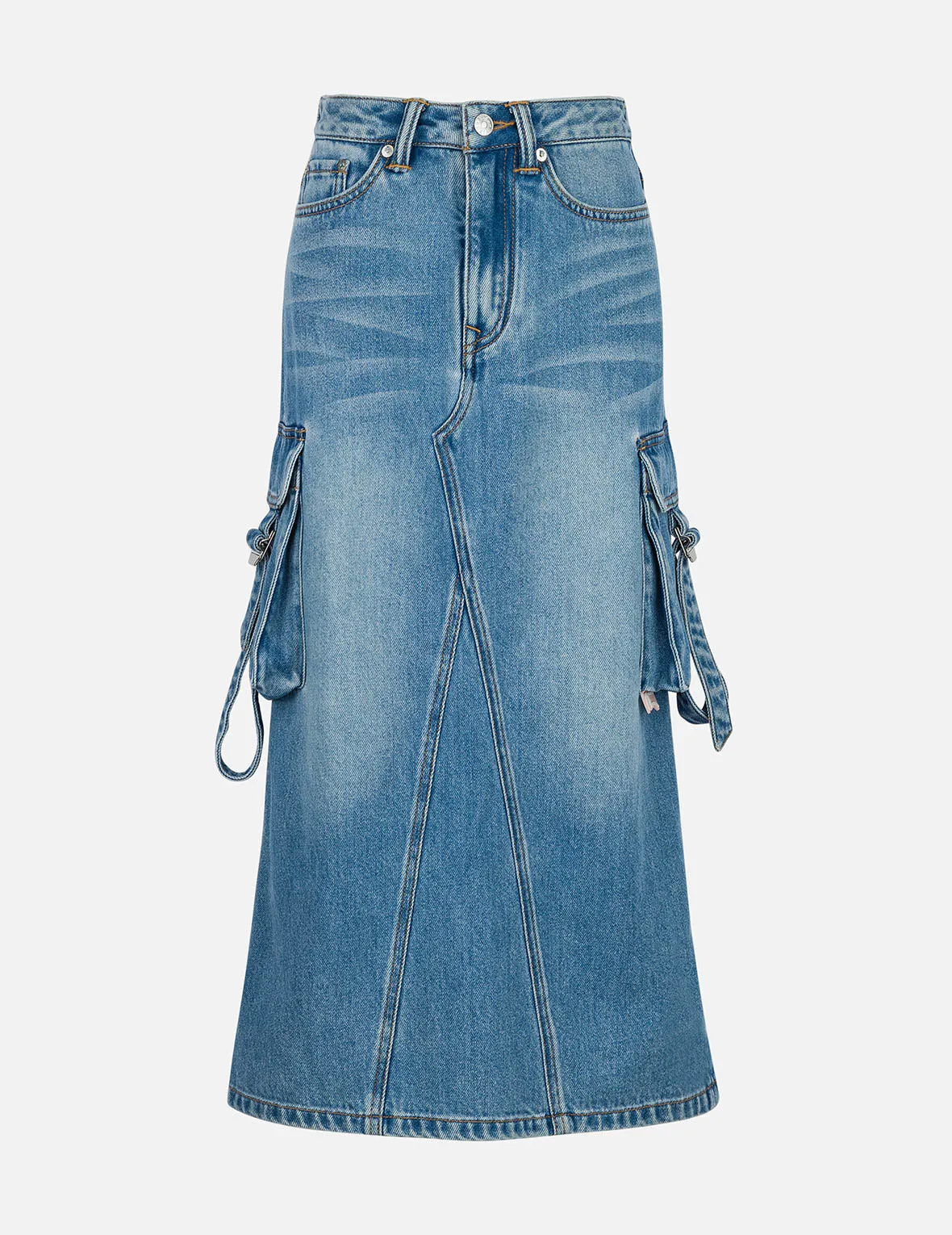 Deconstructed Inserted Seagull Embroidery Fashion Fit Denim Cargo Skirt sold by Evisu product image thumbnail 2