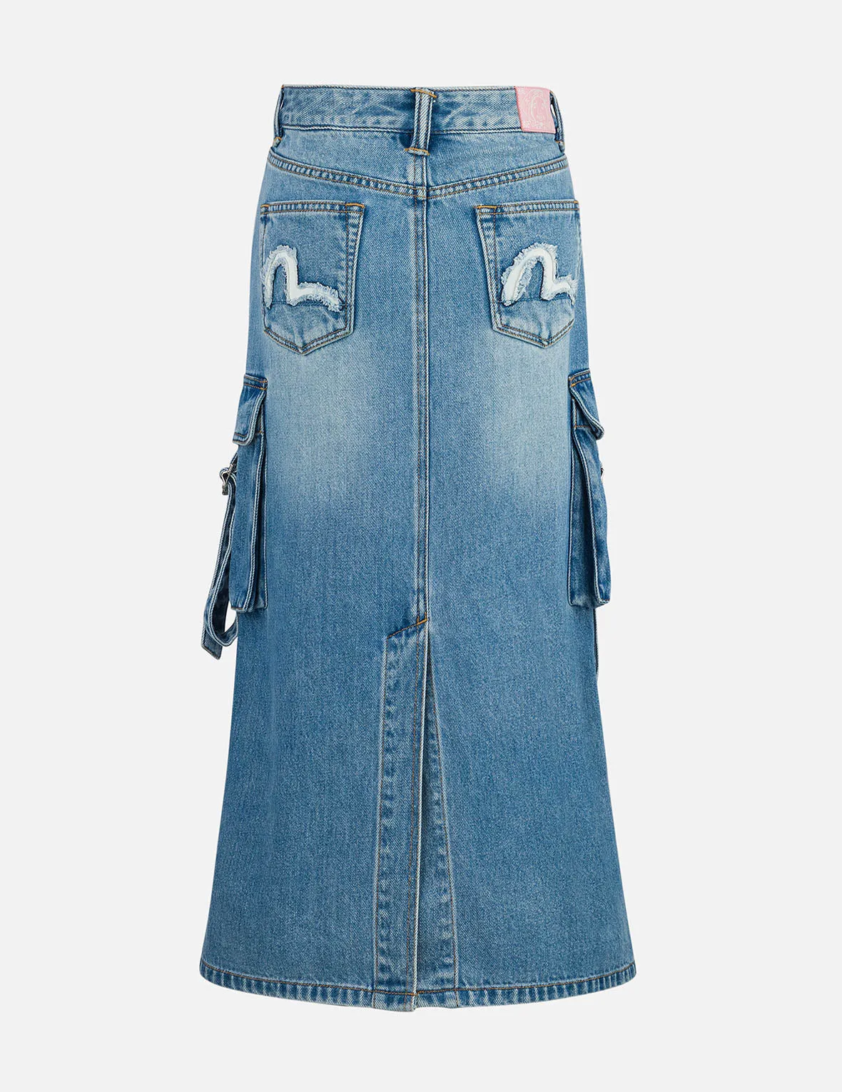 Deconstructed Inserted Seagull Embroidery Fashion Fit Denim Cargo Skirt sold by Evisu