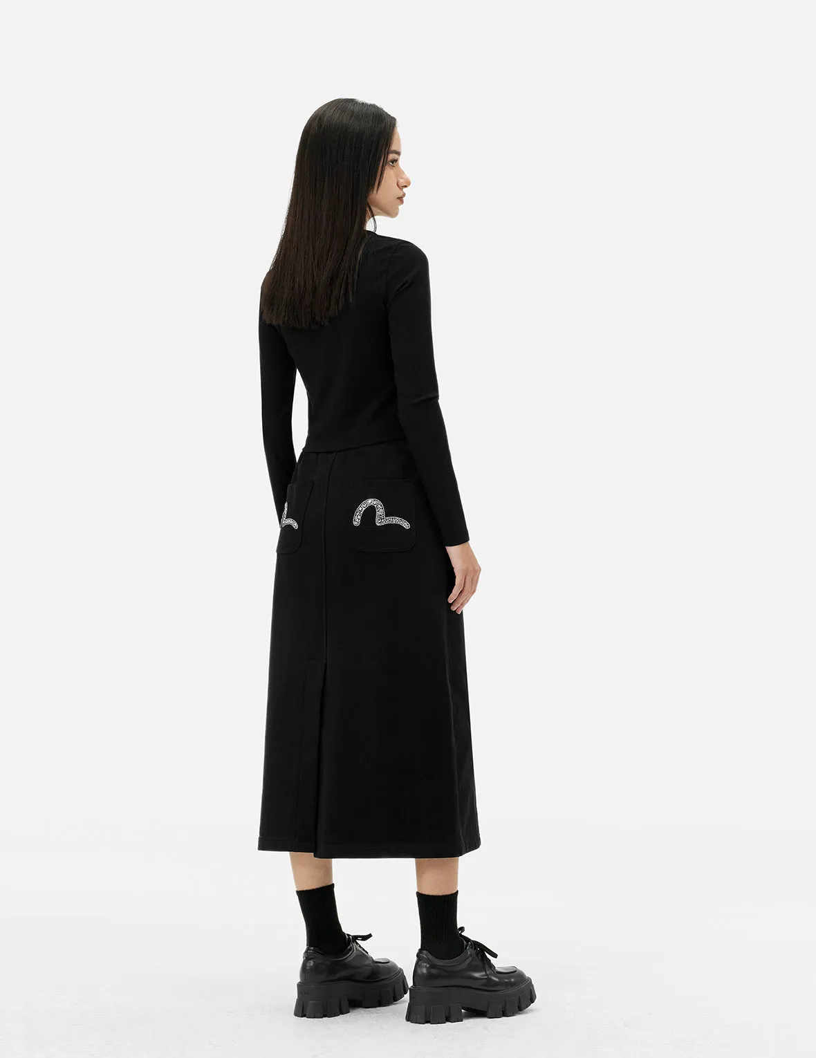 Rhinestone-Detail Seagull Fashion Fit Sweater Skirt sold by Evisu product image thumbnail 4