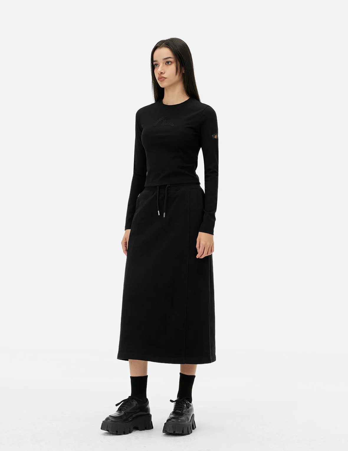 Rhinestone-Detail Seagull Fashion Fit Sweater Skirt sold by Evisu product image thumbnail 3