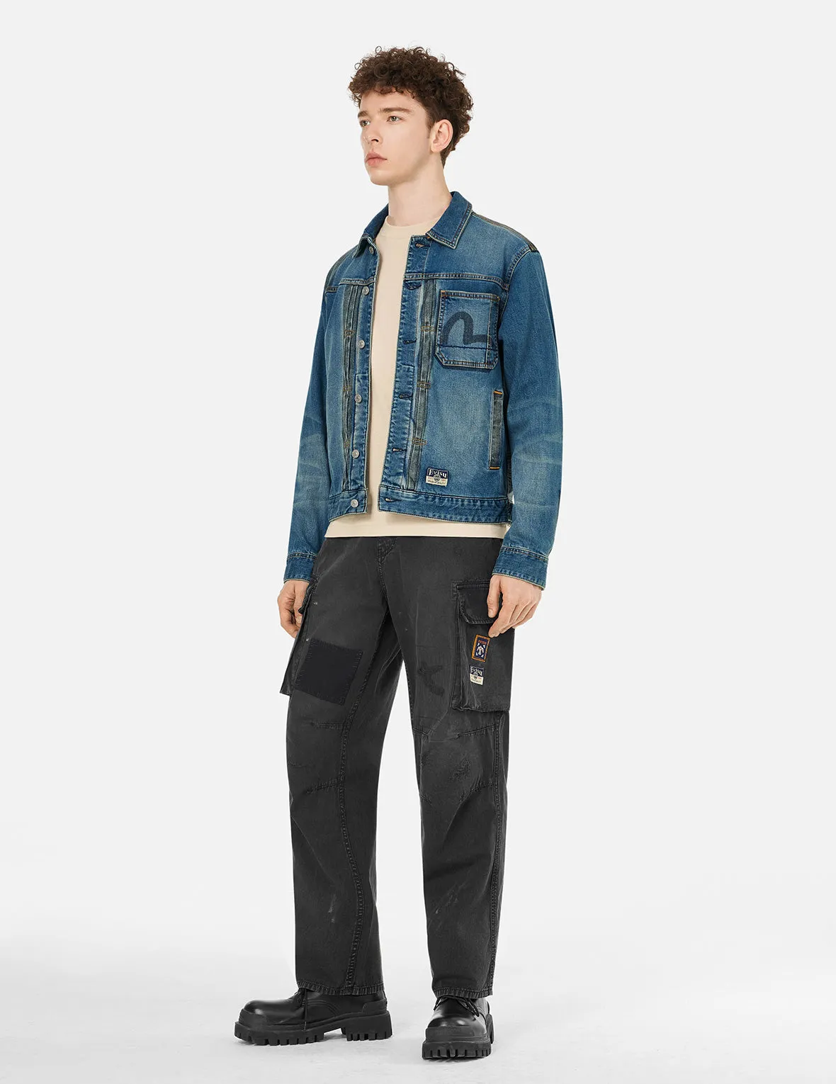 Two-tone Daicock Inserted Regular Fit Denim Jacket sold by Evisu product image thumbnail 3