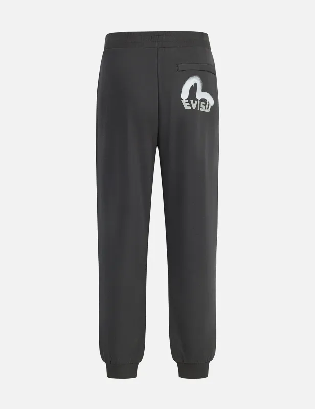 Spray-dyed Seagull and Logo Print Straight Fit Sweatpants sold by Evisu