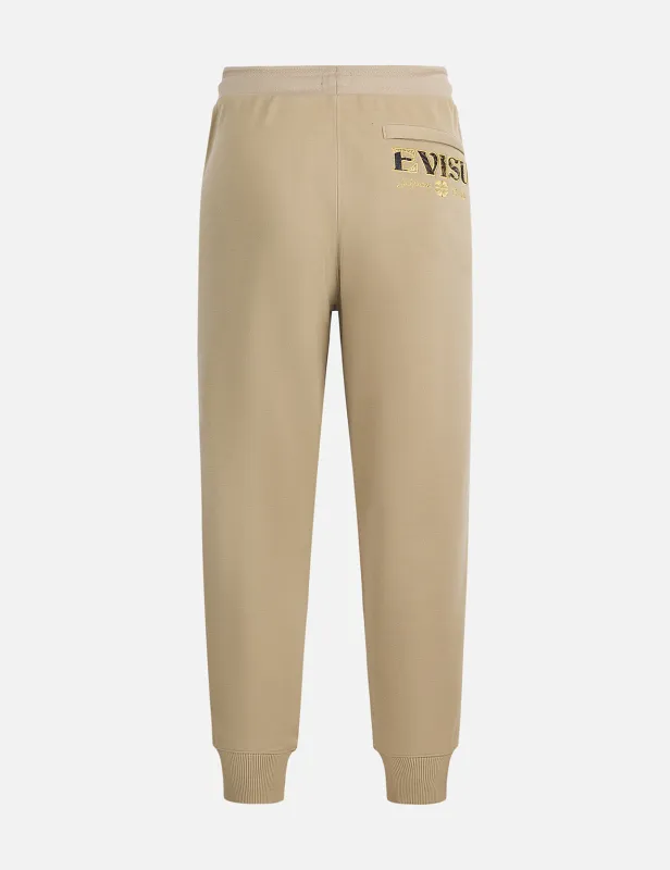 Kamon Embroidery and Logo Brocade Appliqué Regular Fit Sweatpants sold by Evisu