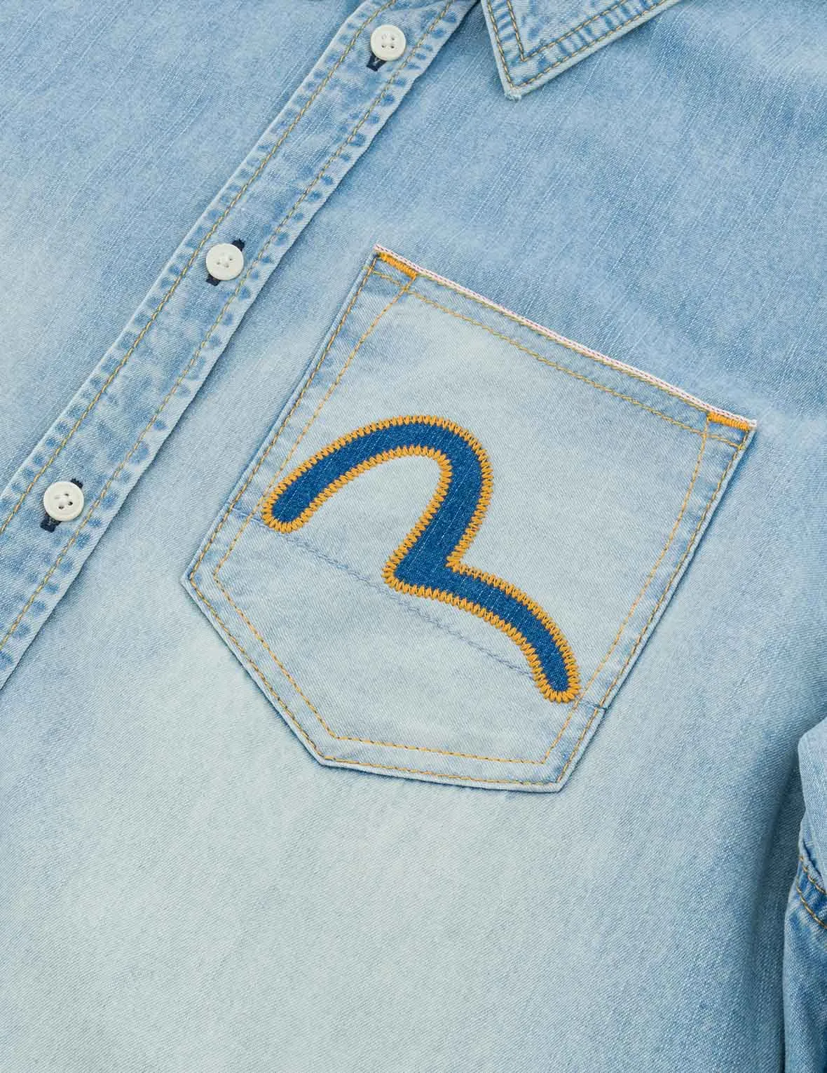 Inserted Seagull Embroidery Relax Fit Denim Shirt sold by Evisu product image thumbnail 4