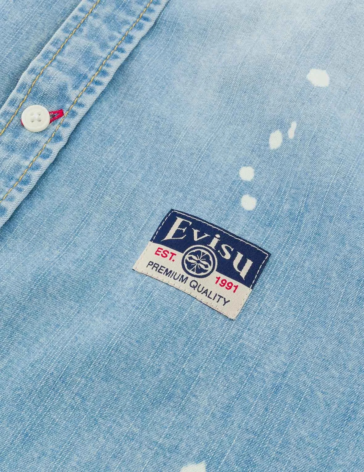 Inserted Seagull Embroidery Relax Fit Denim Shirt sold by Evisu product image thumbnail 5