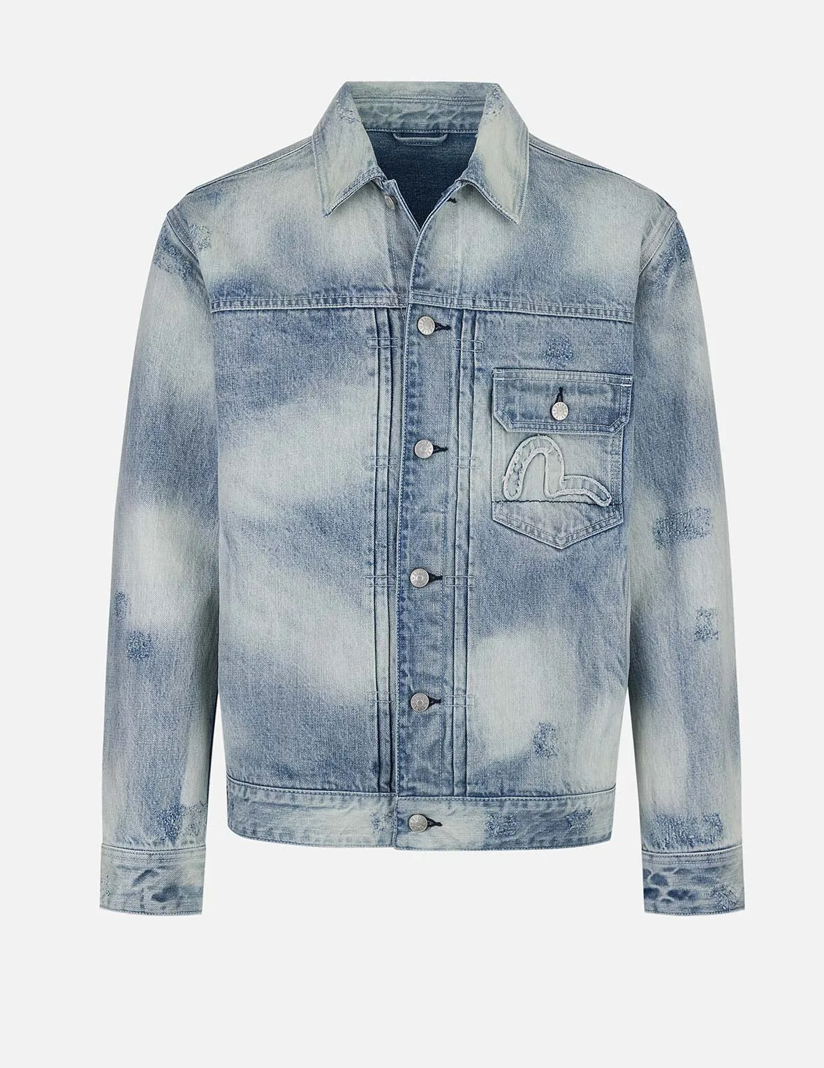 Seagull Appliqué Embroidery Relax Fit Denim Jacket sold by Evisu