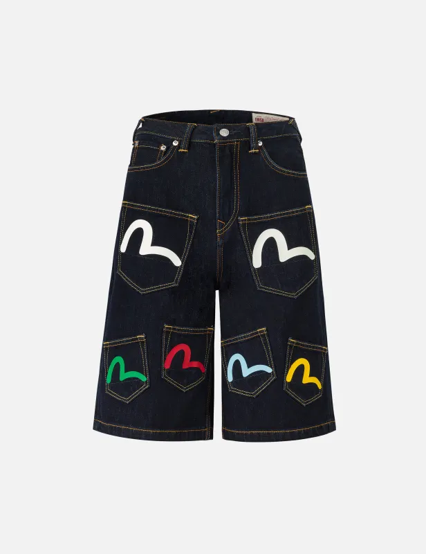 Multi-Pocket Fashion Fit Denim Shorts made by Evisu