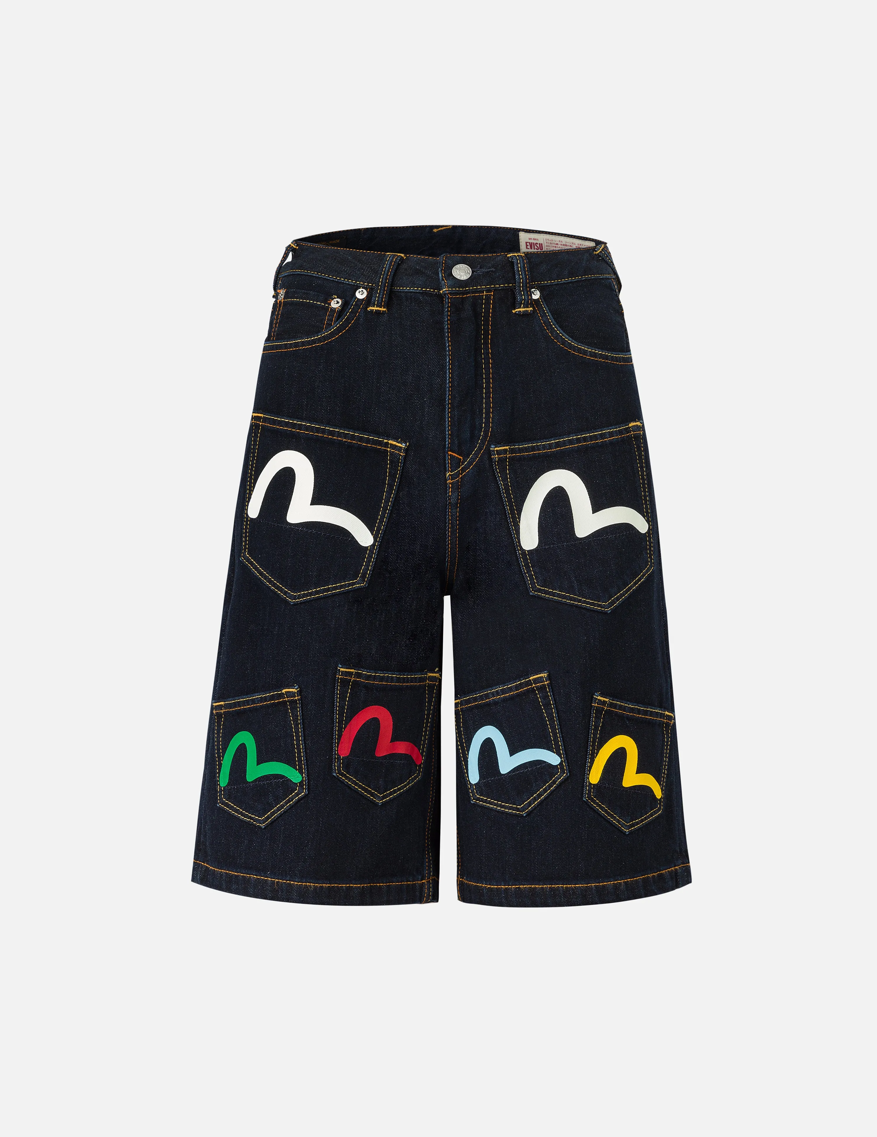 Multi-Pocket Fashion Fit Denim Shorts sold by Evisu