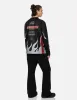 Seagull Embroidery and Multi-Pocket Regular Fit Bell Bottoms Pants sold by Evisu