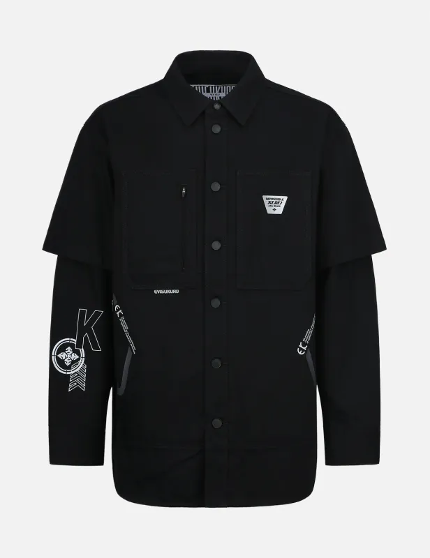 Neon Splash Seagull Print Denim Overshirt sold by Evisu