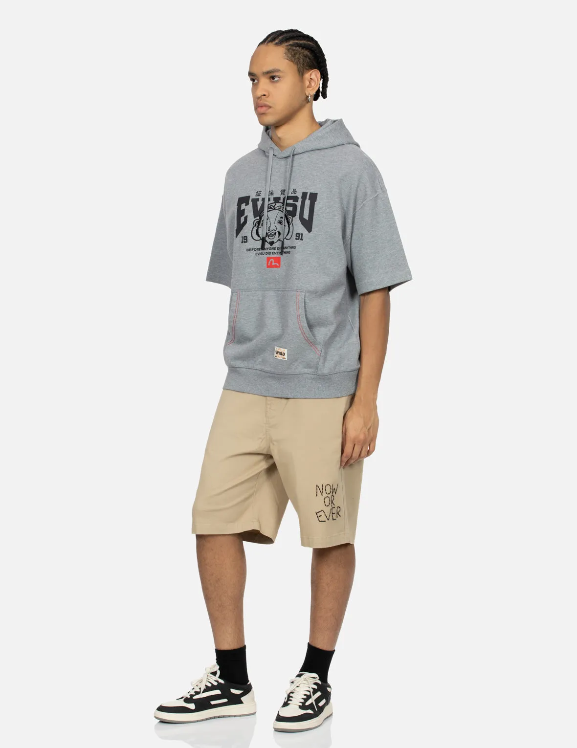 Godhead Embroidery and Multi-prints Loose Fit Short-Sleeve Hooded Sweatshirt sold by Evisu product image thumbnail 3